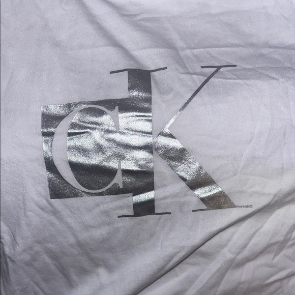 Calvin Klein White Tee with Gray Logo NWOT - Picture 2 of 3